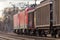 German cargo train drives on tracks