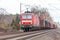 German cargo train drives on tracks