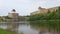 German castle and Ivangorod fortress, cloudy august day