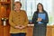 German Chancellor Angela Merkel and in background museum director Simone Blaschke