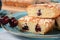 German cherry cake with vanilla and icing sugar,