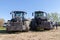 German claas xerion and axion tractors stands on track
