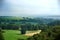 German countryside landscape with creek and green fields