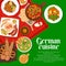 German cuisine menu cover, food meals and dishes