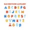 German cute alphabet for kids with doodle hand drawn characters.