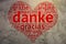 German Danke - Heart shaped word cloud thanks, Grunge Background