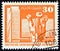 GERMAN DEMOCRATIC REPUBLIC - CIRCA 1973: A stamp printed in Germany shows Workers Memorial, Halle, circa 1973.