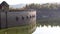 german edersee lake dam building with very low water 4k 30fps video