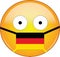German emoji in a medical mask protecting from SARS, coronavirus, bird flu and other viruses, germs and bacteria and contagious