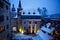 German fairytale castle in winter landscape. Castle Romrod in Hessen, Germany