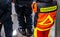 German Fire brigade - Squad leader standing and waiting - Translation : Firefighter