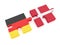German Flag And Danish Flag Puzzle Pieces, 3d illustration on white background