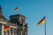 German flags on government building German Reichstag in Berlin