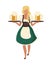German girl holding large beer glasses semi flat color vector character