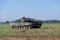 German heavy battle tank during display of military machines