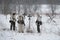 The German infantrymen of the period of World War II at the field cemetery. Fragment of military and historical reconstruction of