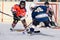 German kids playing ice hockey