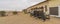 German Kolmanskop Ghost Town with the abandoned buildings in the Namib desert with a wagon from a train