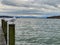 German lake `Starnberger See` with seagulls with cloudy sky