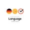 German language school logo course concept. Vector german speak fluent course design
