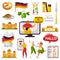 German learning and education or tourism, travel to Germany vector illustration set.