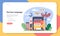 German learning web banner or landing page. Language school