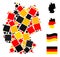 German Map Collage of Filled Square Icons in German Flag Colors