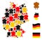 German Map Collage of Fried Chicken Body Icons in German Flag Colors