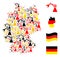 German Map Mosaic of Industrial Robot Items in German Flag Colors