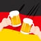 German Mug Hands Toasting