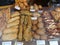 German multiform breads in a bakery to  Munich in Germany.