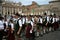 German musicians playing instruments in the Vatican`s Piazza San Pietro.