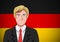 German people,  ahead of the flag.  Portrait of manager in flat design. Vector cartoon