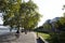 German people biking bicycle on street riverside of rhine river between konrad adenauer ufer road at Koeln city on September 11,