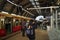 German people walking up and down train inside of Berlin Hauptbahnhof Railway Central Station