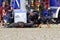 German police dog handler with a police sheepdog