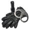 German police handcuffs, leather gloves and a torchlight isolated on white background.