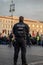 A german Policeman guarding a demonstration