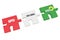 German Politics Coalition Formation Concept: Puzzle Pieces SPD, The Left And The Greens, 3d illustration