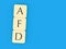 German Politics Concept: Letter Tiles AFD, 3d illustration