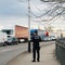 German Polizei Police officer inspecting the border crossing traffic