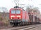 German rail, DB Deutsche Bahn Class 143 train with goods