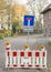 A German road sign warning of a road closed