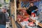 German sausages being sold to visitors at a Christmas Market