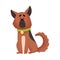 German shepherd with a collar. Vector illustration on a white background.