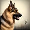 German shepherd dog with aggressive look. Generative AI.