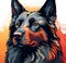 German Shepherd dog alert graphic poster style illustration