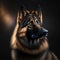 German shepherd dog on a dark background. Portrait of a beautiful dog. generative AI