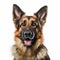 German Shepherd Dog: Distinct Facial Features In White Background