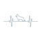 German Shepherd dog on ekg heartbeat line on white background. Isolated illustration